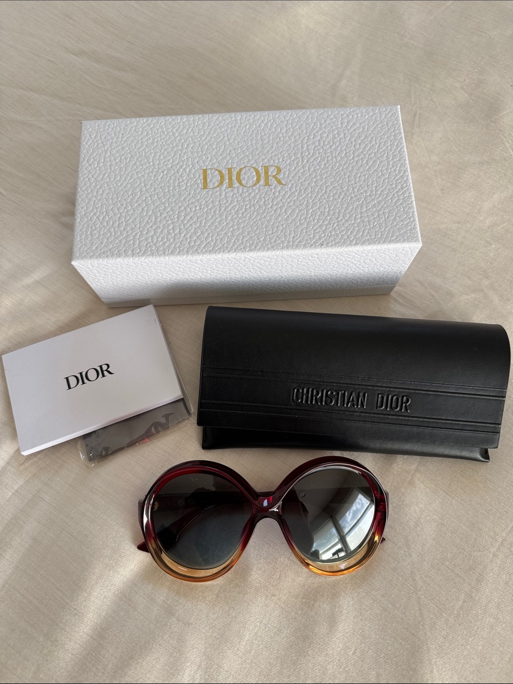 Dior Women's Burgundy to Amber Round Gradient Sunglasses